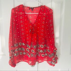 Buffalo David Bitton Red Blouse Size S